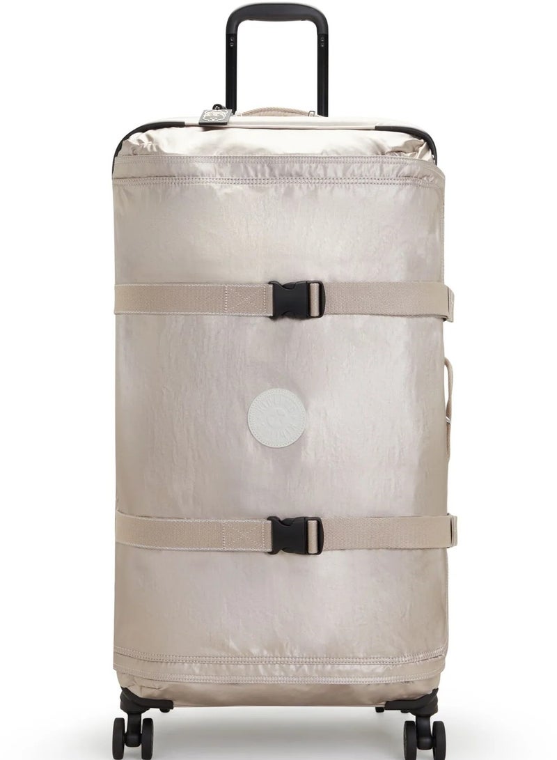 kipling Spontaneous Large 4-Double Wheeled Female Check-In Luggage Trolley - Metallic Glow - Image 1